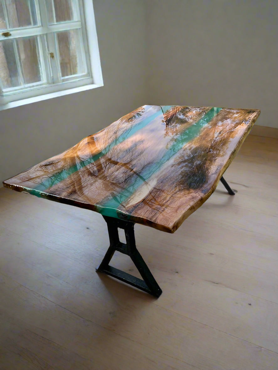 St Patrick Day Green Epoxy Table