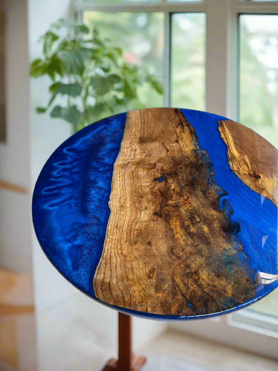 Blue River Round Epoxy End Table
