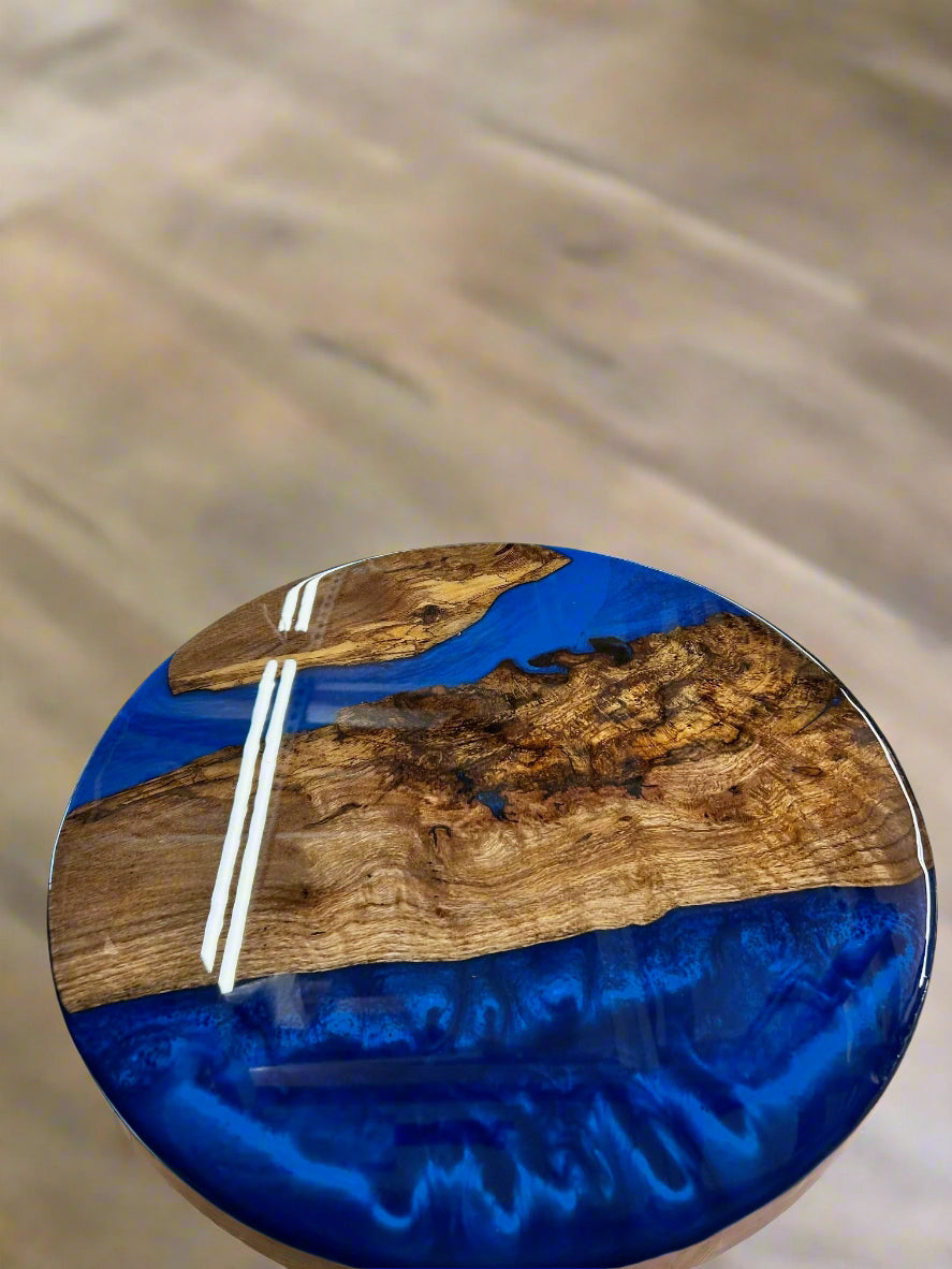 Blue River Round Epoxy End Table