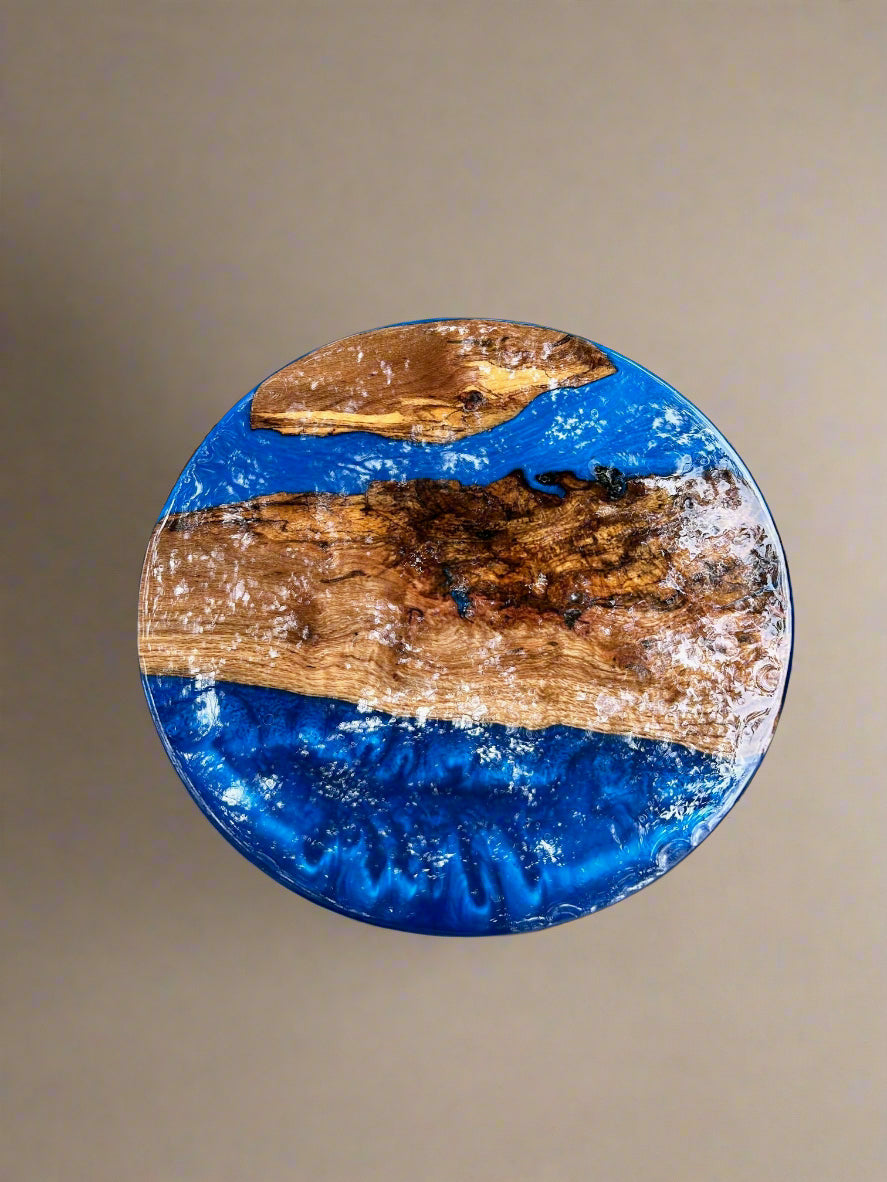 Blue River Round Epoxy End Table