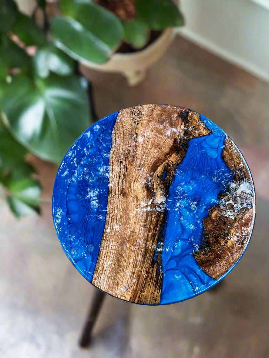 Blue River Round Epoxy End Table