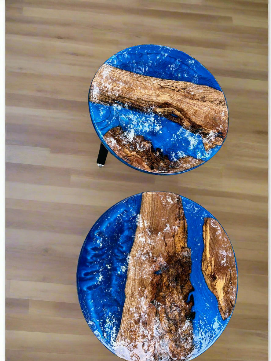 Blue River Round Epoxy End Table
