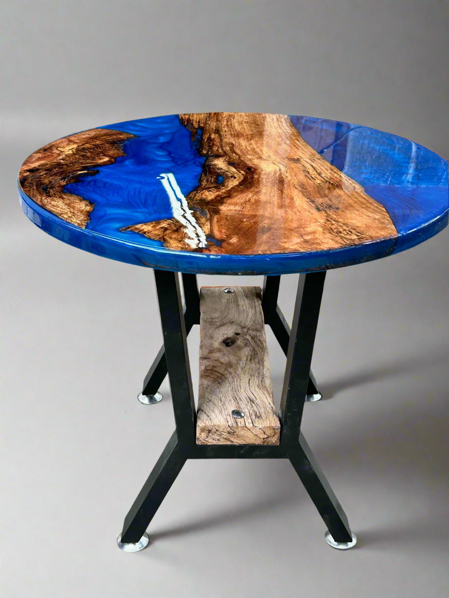 Blue River Round Epoxy End Table