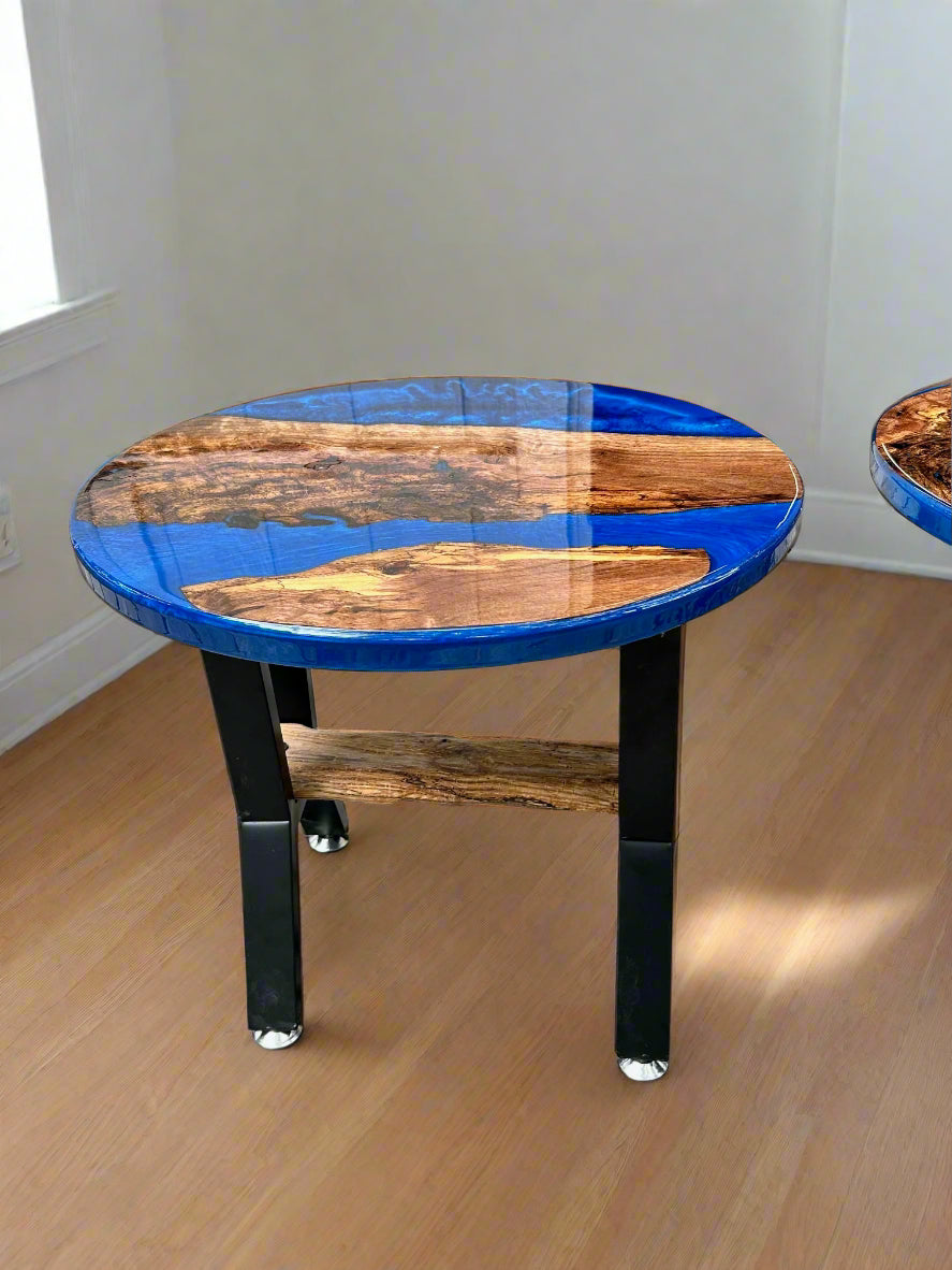 Blue River Round Epoxy End Table