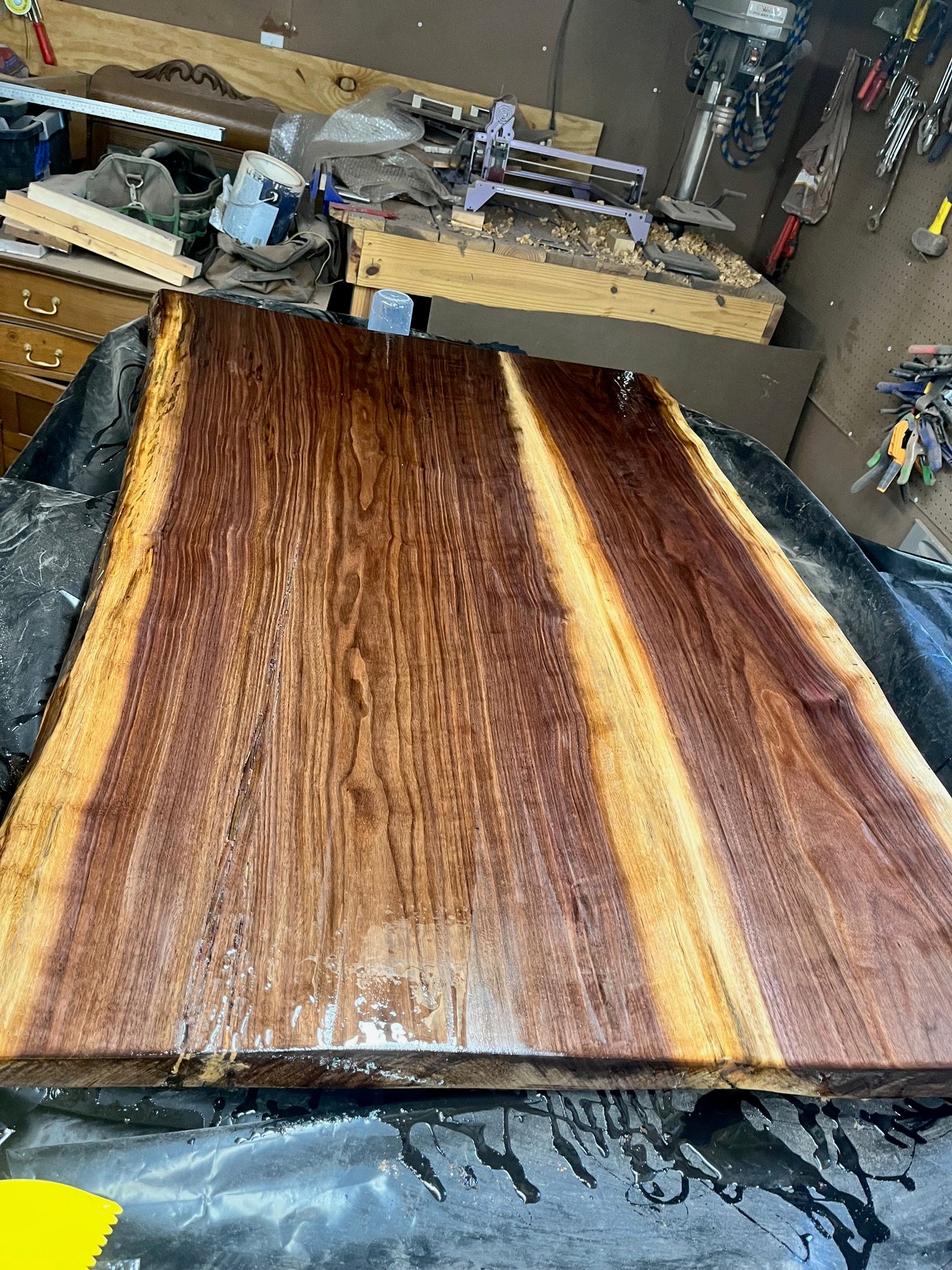 Black Walnut Live Edge Dinning Table.